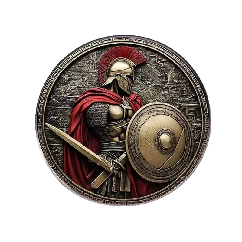 Spartan Greek Warrior Brooch – Ancient Spartan Helmet & Red Cape Lapel Pin, Vintage Warrior Badge for Jackets, Bags & Hats